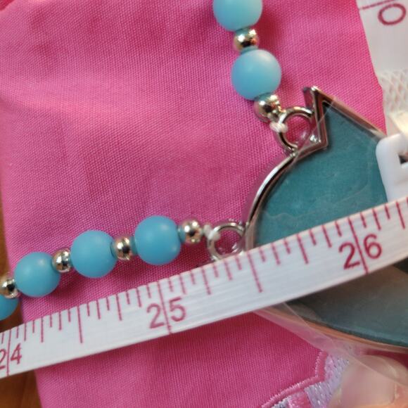 Boho Arrowhead Necklace with Turquoise Beads & Silver Accents – New in Pouch - Picture 7 of 8